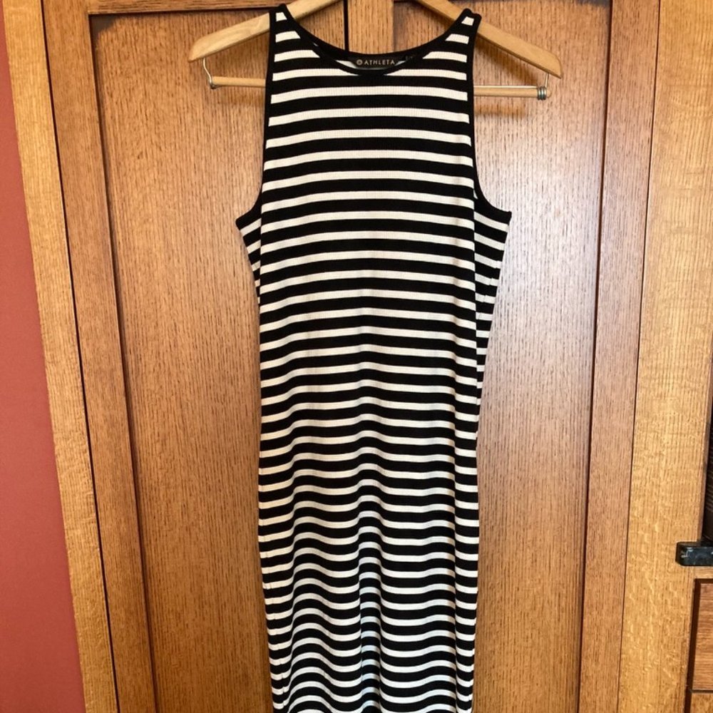 Athleta Black & White Striped Dress